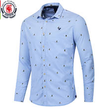 Fredd Marshall 2019 New Fashion Men Bee Printed Shirt 100% Cotton Casual Social Dress Shirt Long Sleeve camisa masculina Top 223 2024 - buy cheap