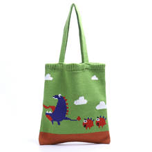 Женская вязаная сумка-тоут с мультяшным рисунком, Повседневная Милая стильная мягкая сумка для покупок 2024 - купить недорого