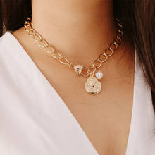 Collar con colgante de perlas de imitación para mujer, gargantilla de clavícula en forma de corazón de oro, moda 2021 2024 - compra barato