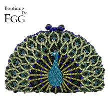 Boutique De FGG-Bolso De mano De noche De pavo real para mujer, De cristal verde, Minaudiere, para fiesta, boda, Diamante nupcial 2024 - compra barato