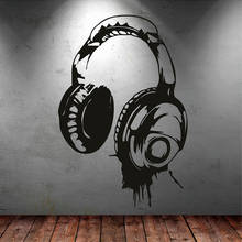 Fones de ouvido música dj adesivos de parede design arte decalque papel de parede autoadesivo quarto decoração de casa crianças mural a439 2024 - compre barato