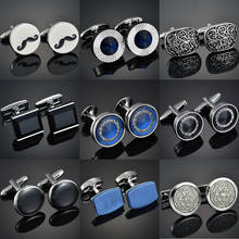 Luxury Brand Cuff Buttons Blue Crystal Cuff Links High Quality abotoadura Horse/Capsule/Beard Shirt Cufflinks for mens Jewelry 2024 - buy cheap