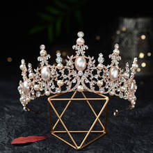 Baroque Luxury Silver Plated Crystal Pearls Bridal Tiaras Crown Rhinestone Pageant Diadem CZ Headbands Wedding Hair Accessories 2024 - buy cheap
