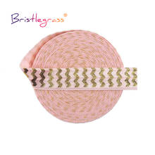 BRISTLEGRASS 2 5 10 Yard 5/8" 15mm Chevron Gold Foil Print Foldover Elastic FOE Spandex Band Tape Hair Tie Dress DIY Sewing Trim 2024 - buy cheap