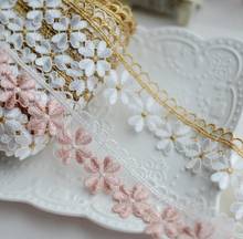 1 Yard/lot 3.5cm Width Luxury Pink White Gold Water Soluble Lace Ribbon Flower Venise Lace Trim for Garment Decorcation 2024 - buy cheap