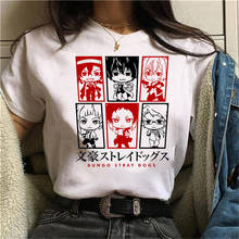 Camiseta feminina estilo japonês de desenho animado, camiseta para cães de corte, estampa refrescante de ostamanho dazai, ótima para mulheres 2024 - compre barato