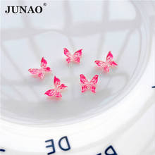 JUNAO 10pcs 8*10mm Rose Color Nail Art 3D Butterfly Rhinestones Charms Nails Crystal Stickers for DIY Manicure Decoration 2024 - buy cheap