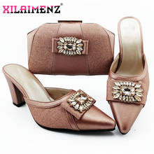 Zapatos y bolso nigerianos de diseño especial para mujer, conjunto de bolso y zapatos italianos de alta calidad, para fiesta real, Color melocotón 2024 - compra barato