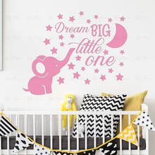 Adesivo de parede infantil de elefante, decoração de quarto de bebê, adesivo de vinil com citação única, lua e estrelas, para crianças 2024 - compre barato