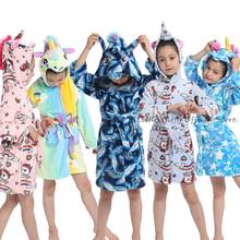 Kigurmi unicórnio arco-íris com capuz roupão crianças pijamas crianças arco-íris unicórnio pijama com capuz roupões de praia toalhas 2024 - compre barato