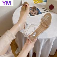 2021 New Sandals Women Pu Buckle Thick Heel  Platform Summer Shoes Sandals Pvc Flip Flops Zapatillas Mujer Casa Sapato Feminino 2024 - buy cheap