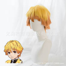 1PCS Anime Demon Slayer: Kimetsu no Yaiba Cosplay Zenitsu Agatsuma Short Golden Wig Heat Resistant Hair Cosplay Costume Wigs 2024 - buy cheap