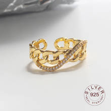 925 prata esterlina nova simples corrente zircon curva cor do ouro anéis interware abertura anel artesanal moda jóias finas 2024 - compre barato