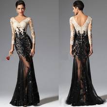 2020 High Quality V-neck Apliques Lace Mermaid Evening Dresses Long Sleeves Prom Party Gowns Formal Dress robe de soriee 2024 - buy cheap
