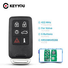 Keyyou-novo controle remoto automotivo durável., 6 botões com lâmina de inserção para volvo, modelos xc60, s60, s60l, v40, v60, s80, xc70, 433mhz. 2024 - compre barato