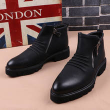 British style men's boots handsome black platform shoes genuine leather botines hombre spring autumn ankle botas de homens male 2024 - buy cheap