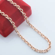Collar de 6mm para hombre y mujer, Color oro rosa 585, ovalado, cadenas grandes y pesadas, joyería larga 2024 - compra barato