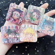 Anime Demon Slayer Kimetsu no Yaiba Tanjirou Inosuke Cosplay Cartoon Laser Bedge Bags Badge Button Brooch Pin Souvenir Gift 2024 - buy cheap