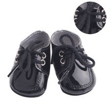 Bonecas de couro pu para meninos 40-43 cm, sapatos de couro preto com cadarço, acessórios de brinquedo para recém-nascidos femininos, para presente g10 2024 - compre barato