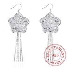 Korean 925 Sterling Silver Romantic Multi-layer Rose Flower Vintage Long Dangle Earrings For Women 2020 Engagement Wedding Gift 2024 - buy cheap