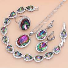 925 Sterling Silver Jewelry Mystic Fire Rainbow Cubic Zirconia Jewelry Sets Women Earring/Pendant/Necklace/Ring/Bracelet 2024 - buy cheap