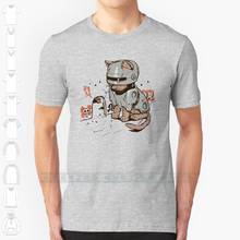 Camiseta robocat de algodão com estampa, novidade, design de moda, tamanho grande 6xg, 80s, filmes, fantasia, gato engraçado 2024 - compre barato