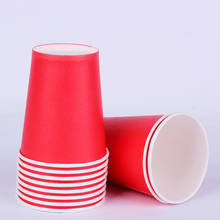 Vasos de papel desechables para fiesta, vasos de papel de color puro, decoración artesanal para Baby Shower, niños, vajilla de Picnic para cumpleaños y boda, suministro de 10 Uds. 2024 - compra barato