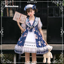 Melonshow Japanese Sweet Lolita Dress OP Cute Victorian Women Clothes Short Sleeves Ruffle Pleated Kawaii Tea Party Dress 2024 - buy cheap