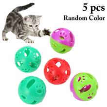 Bola de brinquedo interativo para gatos, 5 peças, bolas de brinquedo com chocalho para gatos, brinquedo de plástico para pegar gatos 2024 - compre barato