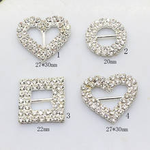LKeRan-Botones de diamantes de imitación de doble fila, caja de regalo DIY, hebilla deslizante, decoración de invitación de cristal, 10 Uds. 2024 - compra barato