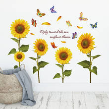 Large Sunflowers Decoration Posters For Living Room Bedroom Wall Stickers Waterproof Decal Butterflies Bathroom Glass Door Decor 2024 - buy cheap