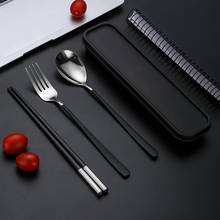 304 Stainless Steel Dinner Set Portable Tableware with Box Spoon Fork Chopsticks Travel Utensil Set 2024 - buy cheap