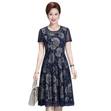 Summer Knee-Length Dress Women Casual Floral Print Chiffon Dress elegant O-Neck Dress Women 2024 - buy cheap
