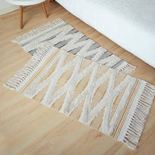 Felpudo marroquí de algodón tejido a mano con borlas, alfombra con almohadilla antideslizante, alfombra de baño, decoración para sala de estar 2024 - compra barato