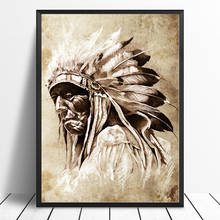 Black & White American Native Indian Portrait Painting Canvas Posters Prints Scandinavian Wall Art Picture for Living Room Decor 2024 - buy cheap