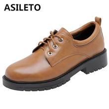 ASILETO Ladies neutral Spring Autumn Flats Round Toe 3cm Square Heels Lace up Cross-tied Big size 30-43 Leisure Party S1912 2024 - buy cheap