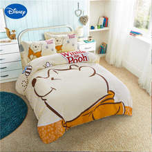 Winnie the pooh, conjunto de cama de tamanho queen com edredom, capa de edredom, macacões de algodão, casal, quarto, decoração de solteiro duplo, crianças 2024 - compre barato