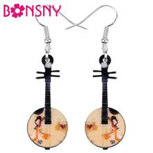 Bonsny Acrylic Yueqin Yu-kin Earrings Traditional Instrument Drop Dangle Jewelry For Women Girl Teen Party Charms Gift Accessory 2024 - buy cheap