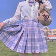 Traje de uniforme escolar japonés, Falda plisada a cuadros, minifalda de cuadrícula de Anime, uniforme Jk, traje de marinero, faldas cortas para niña 2024 - compra barato