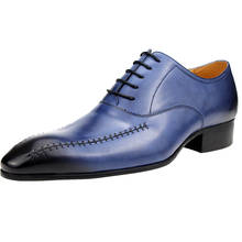Zapatos de verano para hombre, mocasines de cuero genuino hechos a mano, calzado Formal y Social para boda y oficina, tallas 39-46, color azul 2024 - compra barato