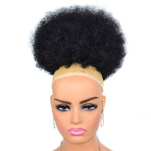 Синтетические короткие курчавые волосы в стиле афро пучок для чернокожих женщин, мягкие обжаренные волосы, эластичная резинка для волос на зажиме для наращивания волос 2024 - купить недорого