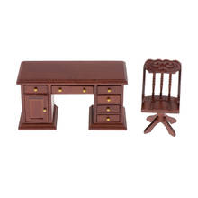 Conjunto de móveis em miniatura para cadeira e mesa de escrita para casa de boneca 1/12 2024 - compre barato