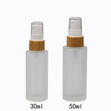 Frasco de spray para loção, frasco de vidro transparente com cabeça da bomba de bambu, 30ml, 50ml 2024 - compre barato