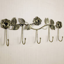 European-style iron rose design decorative wall hook wall-mounted coat hanger storage rack key holder organizer home decor 2024 - buy cheap