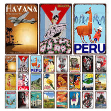 World Famous Tourist City Metal Tin Plaque Cuba Peru Hawaii Vintage Plaque Wall Sticker Garage Home Decoration Poster Souvenir 2024 - buy cheap