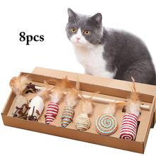 Dorakitten 8Pcs/Set Cat Teaser Toy Mouse Decor Anti-Biting Kitten Wand Cat Interactive Toy With Feather Accessories Pet Supplies 2024 - buy cheap