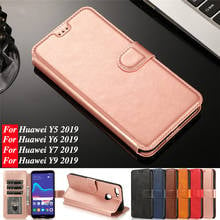 Huawei Y6 2019 Leather Case Vintage Phone Case On Huawei Y7 2019 Flip Stand Card Wallet Cover For Hoesje Huawei Y9 Y5 2019 Coque 2024 - buy cheap