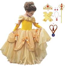 Vestido de princesa para niñas, disfraz de la Bella y La Bestia, para Halloween, fiesta de cumpleaños, de noche 2024 - compra barato