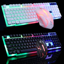 Conjunto de teclado com fio para computador gamer, com retroiluminação arco-íris, suporte para teclado côncavo suspenso para mac e pc 2024 - compre barato