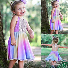 Vestido de fiesta de una pieza para niñas pequeñas, ropa informal sin mangas, Tie-dye, Princesa, gradiente, 2021 2024 - compra barato